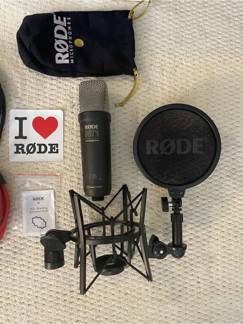 Rode NT1 5th Generation Condenser Microphone with SM6 Shockmount and Pop Filter